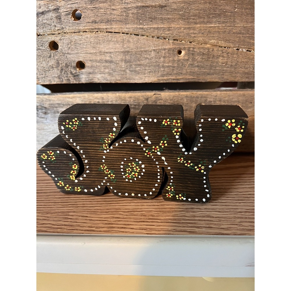 VTG Hand‎ Crafted Wooden Letters JOY Christmas Decor 5.75" Rustic Holiday Decor